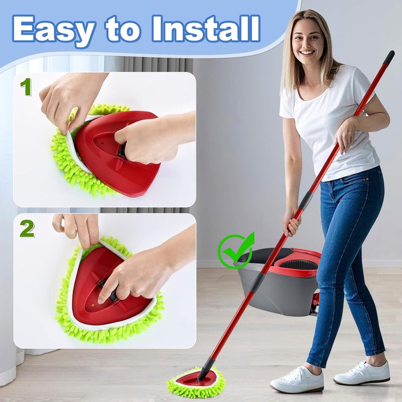 GFRED 6 Pack Mop Head Replacement Compatiable with Ocedar EasyWring Mop,Mop Heads Refill for Easywring Spin Mop 1 Tank System - Microfiber Chenille, Easy to Replace,Deep Floor Cleaning and Machine Washable - Image 4